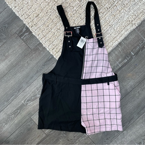 Hoot topic overall short shortfalls plaid spilt grid size large NEW - Picture 2 of 5